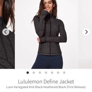 Lululemon Define Jacket Luon Variegated Knit Black Heathered Women's 10 W4AEBS